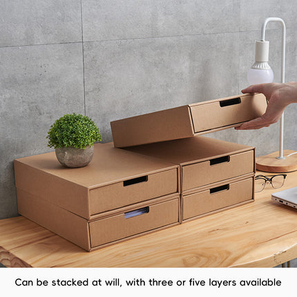 3PCS Kraft Paper Storage Box Office Desk Organizer File Document Storage Use