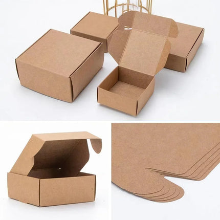 50Pcs Foldable Kraft Paper Gift Boxes Small Packaging Boxes for Jewelry Crafts
