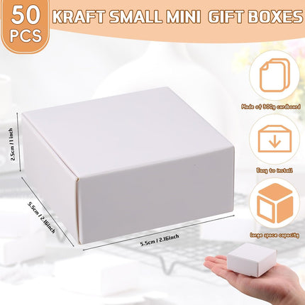 50Pcs Foldable Kraft Paper Gift Boxes Small Packaging Boxes for Jewelry Crafts