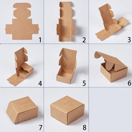 50Pcs Foldable Kraft Paper Gift Boxes Small Packaging Boxes for Jewelry Crafts