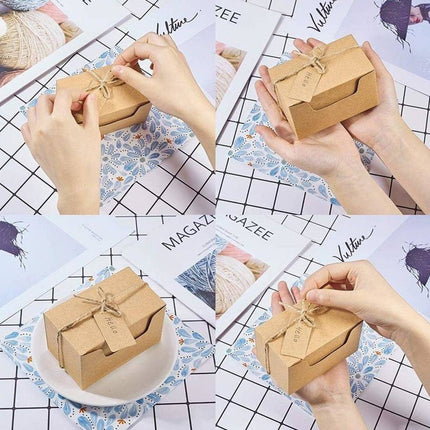 50Pcs Rectangle Retro Kraft Paper Candy Box Wedding Favor Party Gift Packaging