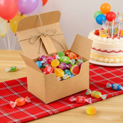 50Pcs Rectangle Retro Kraft Paper Candy Box Wedding Favor Party Gift Packaging
