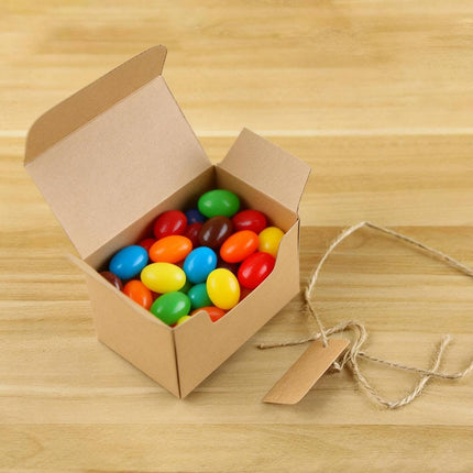 50Pcs Rectangle Retro Kraft Paper Candy Box Wedding Favor Party Gift Packaging