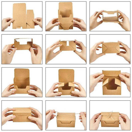 50Pcs Rectangle Retro Kraft Paper Candy Box Wedding Favor Party Gift Packaging