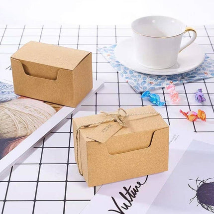 50Pcs Rectangle Retro Kraft Paper Candy Box Wedding Favor Party Gift Packaging