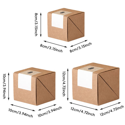 Kraft Paper Cube Gift Boxes 10 Pack Three Sizes