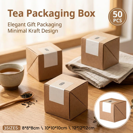 Kraft Paper Cube Gift Boxes 10 Pack Three Sizes