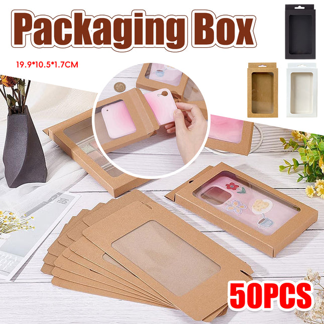50PCS Gift Packaging Boxes Durable Clear Window for Gift Packaging Presentation