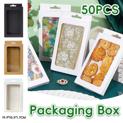 50PCS Gift Packaging Boxes Durable Clear Window for Gift Packaging Presentation