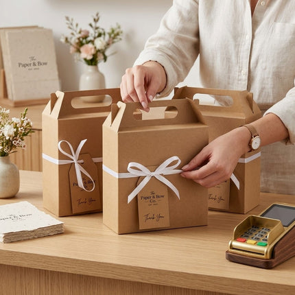 Kraft Paper Candy Gift Boxes 50 Pack with Handles