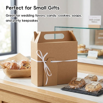 Kraft Paper Candy Gift Boxes 50 Pack with Handles