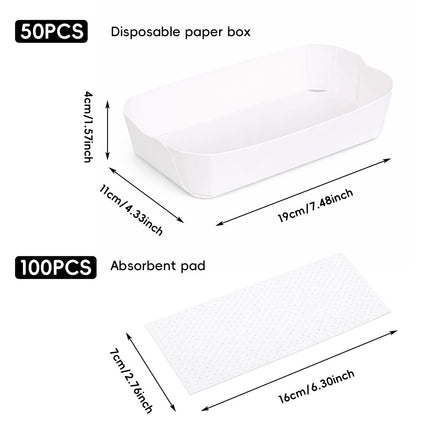 White Fruit Paper Trays 50pcs or Absorbent Pads 100pcs