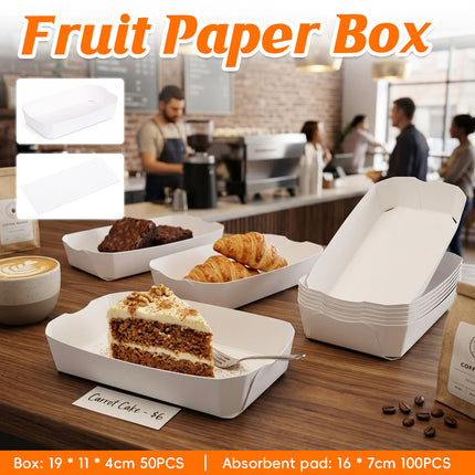White Fruit Paper Trays 50pcs or Absorbent Pads 100pcs