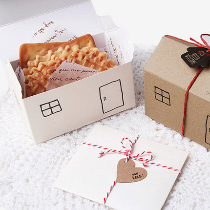 House Shaped Folding Gift Boxes 50 Pack White or Kraft