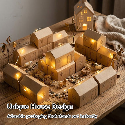 House Shaped Folding Gift Boxes 50 Pack White or Kraft