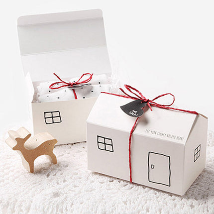 House Shaped Folding Gift Boxes 50 Pack White or Kraft