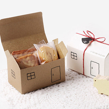 House Shaped Folding Gift Boxes 50 Pack White or Kraft