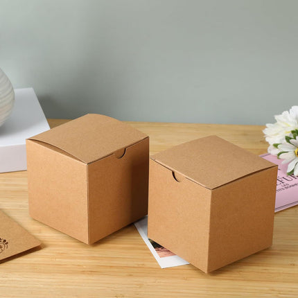 Kraft Gift Boxes 50pcs 10x10x10cm Party Favour Packaging Paper Boxes