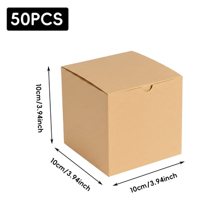 Kraft Gift Boxes 50pcs 10x10x10cm Party Favour Packaging Paper Boxes