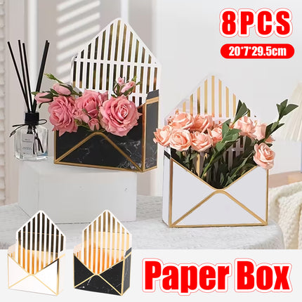 Envelope Flower Box Gift Packaging Floral Display Holder Wedding Retail 8PCS
