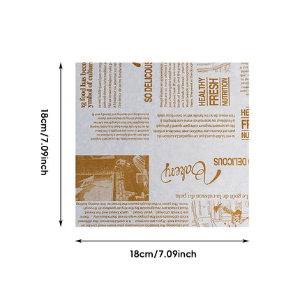 1 Pack Food-safe Pad Paper 18x18cm for Snack Baking Burger Use