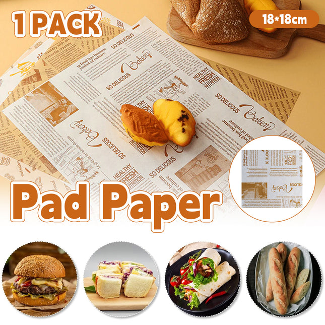 1 Pack Food-safe Pad Paper 18x18cm for Snack Baking Burger Use