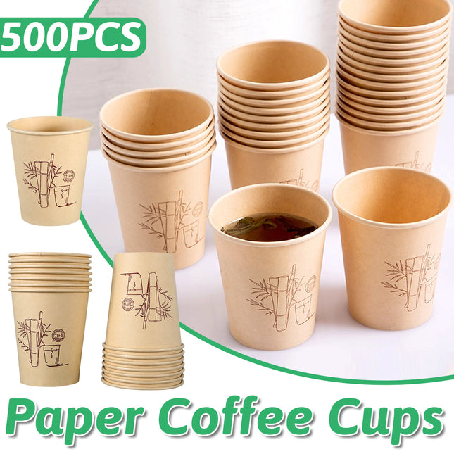 500PCS Disposable Paper Coffee Cups Food-Grade for Party Coffee Water Hot Cold