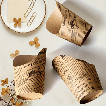 50PCS French Fry Paper Cup 14oz Slant Top Greaseproof Food-Grade Snack Chips Use