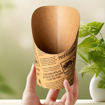 50PCS French Fry Paper Cup 14oz Slant Top Greaseproof Food-Grade Snack Chips Use