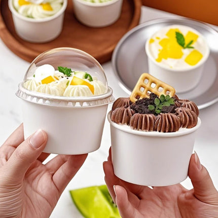50PCS Simple Baking Paper Cup With Lid Food Grade Heat Resistant Greaseproof