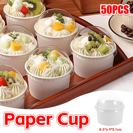 50PCS Simple Baking Paper Cup With Lid Food Grade Heat Resistant Greaseproof