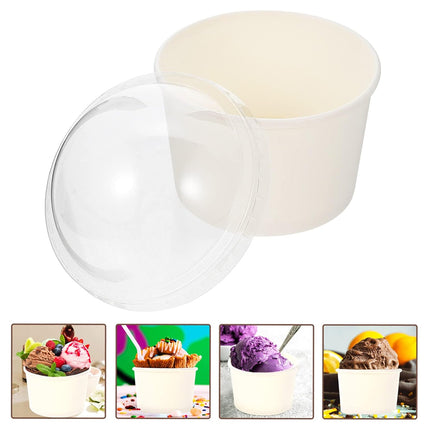 50PCS Simple Baking Paper Cup With Lid Food Grade Heat Resistant Greaseproof