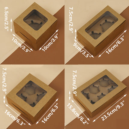 25Pcs Paper Cupcake Box with Window for Party Wedding Bakery Gift Packaging