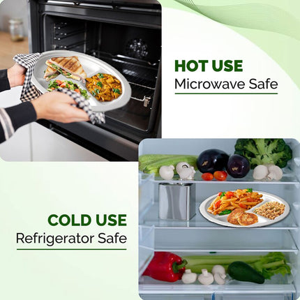 50PCS 9/10inch Pulp Plates Oil-Proof Water-Proof for Party Catering