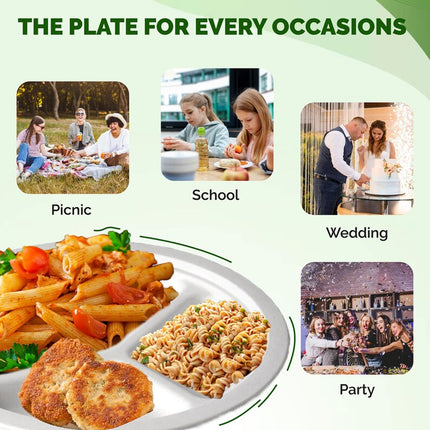 50PCS 9/10inch Pulp Plates Oil-Proof Water-Proof for Party Catering