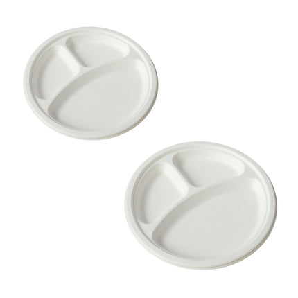 50PCS 9/10inch Pulp Plates Oil-Proof Water-Proof for Party Catering