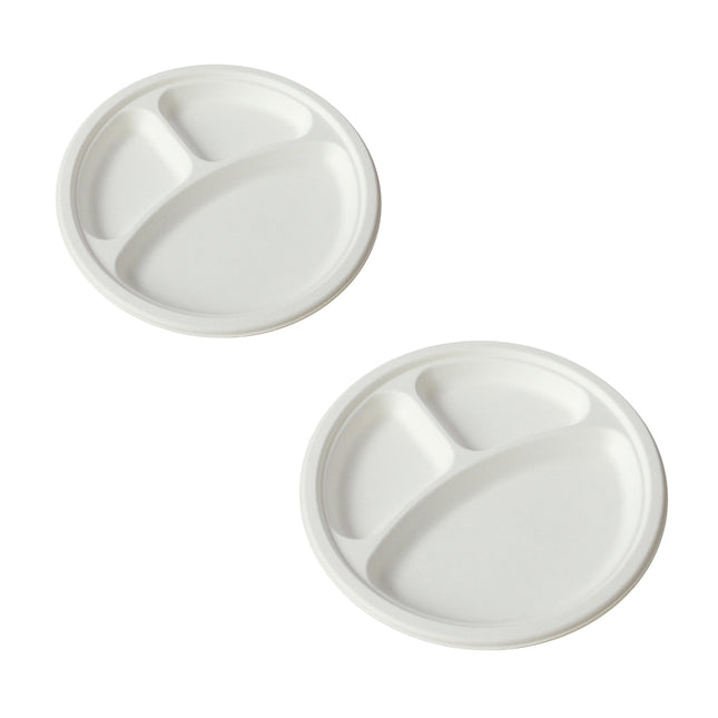 50PCS 9/10inch Pulp Plates Oil-Proof Water-Proof for Party Catering