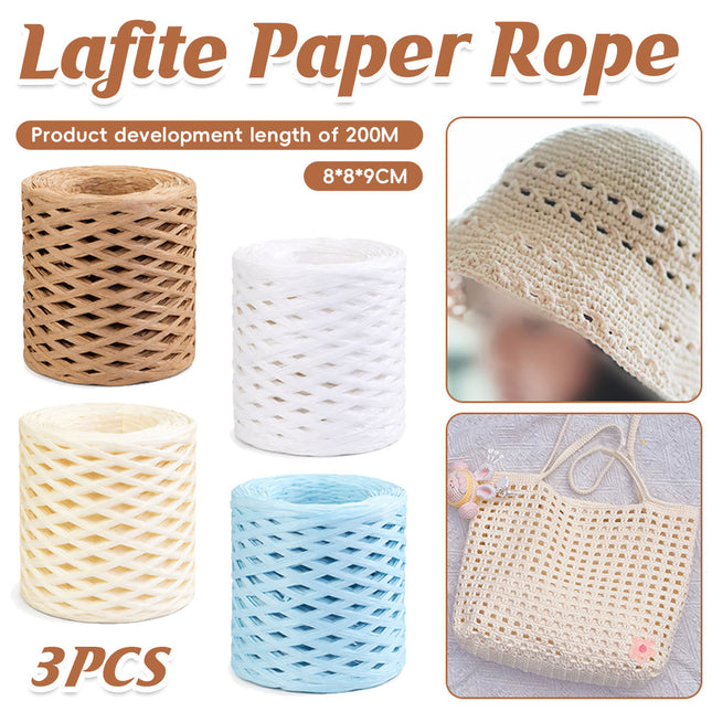 Coloured Paper Raffia Ribbon Rope 3 Rolls for Gift Wrapping and Weaving