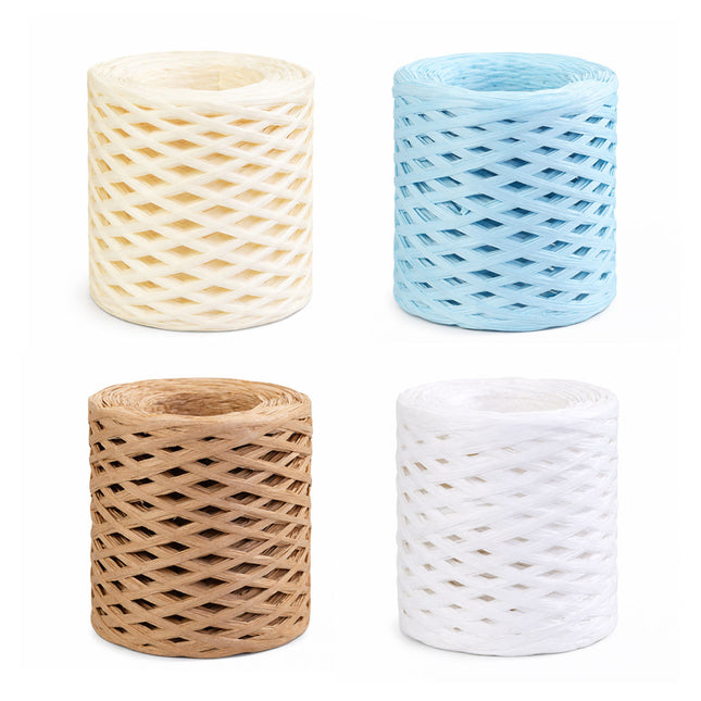 Coloured Paper Raffia Ribbon Rope 3 Rolls for Gift Wrapping and Weaving