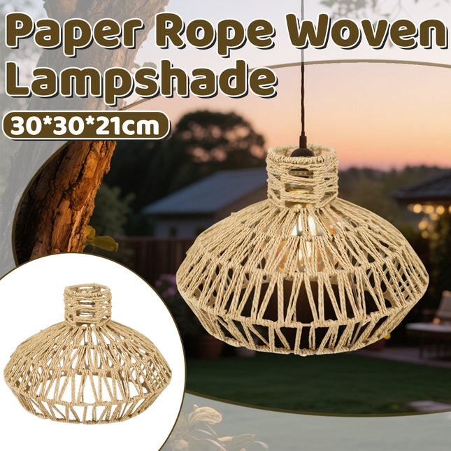 Natural Paper Rope Woven Lampshade 30x21cm Rattan Style Pendant Light Shade