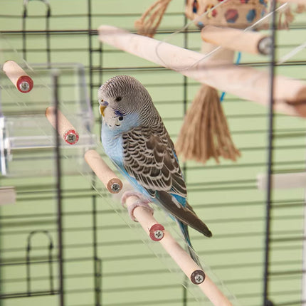 Acrylic Bird Cage Climbing Ladder Parrot Toy Training Exercise Perch Play Stand