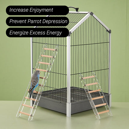 Acrylic Bird Cage Climbing Ladder Parrot Toy Training Exercise Perch Play Stand