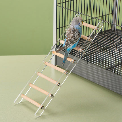 Acrylic Bird Cage Climbing Ladder Parrot Toy Training Exercise Perch Play Stand