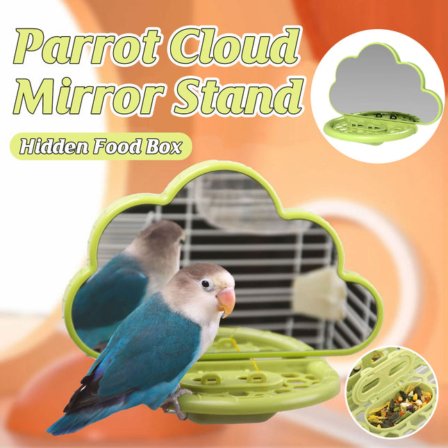 Parrot Bird Mirror Toy Stand Platform Perch Mirror Station Cage Training Play