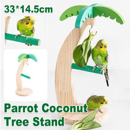 Parrot Wooden Coconut Tree Stand Toy for Small Medium Parrots Budgies Bird Cage