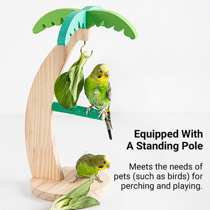 Parrot Wooden Coconut Tree Stand Toy for Small Medium Parrots Budgies Bird Cage