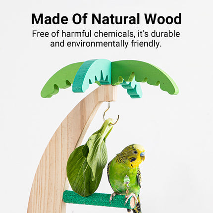 Parrot Wooden Coconut Tree Stand Toy for Small Medium Parrots Budgies Bird Cage