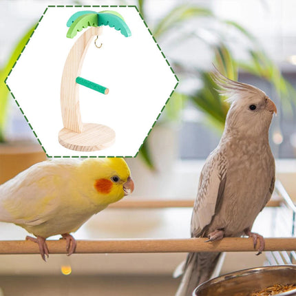 Parrot Wooden Coconut Tree Stand Toy for Small Medium Parrots Budgies Bird Cage