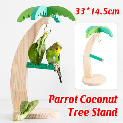 Parrot Wooden Coconut Tree Stand Toy for Small Medium Parrots Budgies Bird Cage