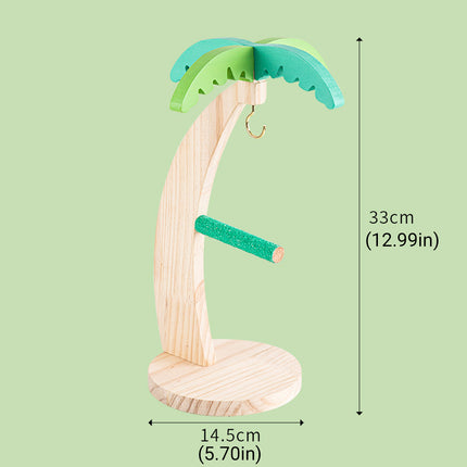 Parrot Wooden Coconut Tree Stand Toy for Small Medium Parrots Budgies Bird Cage
